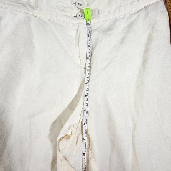 J.Jill 100% Linen Wide Leg Cropped Cream Pants Womens 14 Coastal Lagenlook Lined - Picture 9 of 10